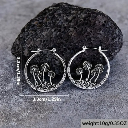 Mushroom Hoop Earrings for Gothic Fairy Grunge and Alternative Fashion