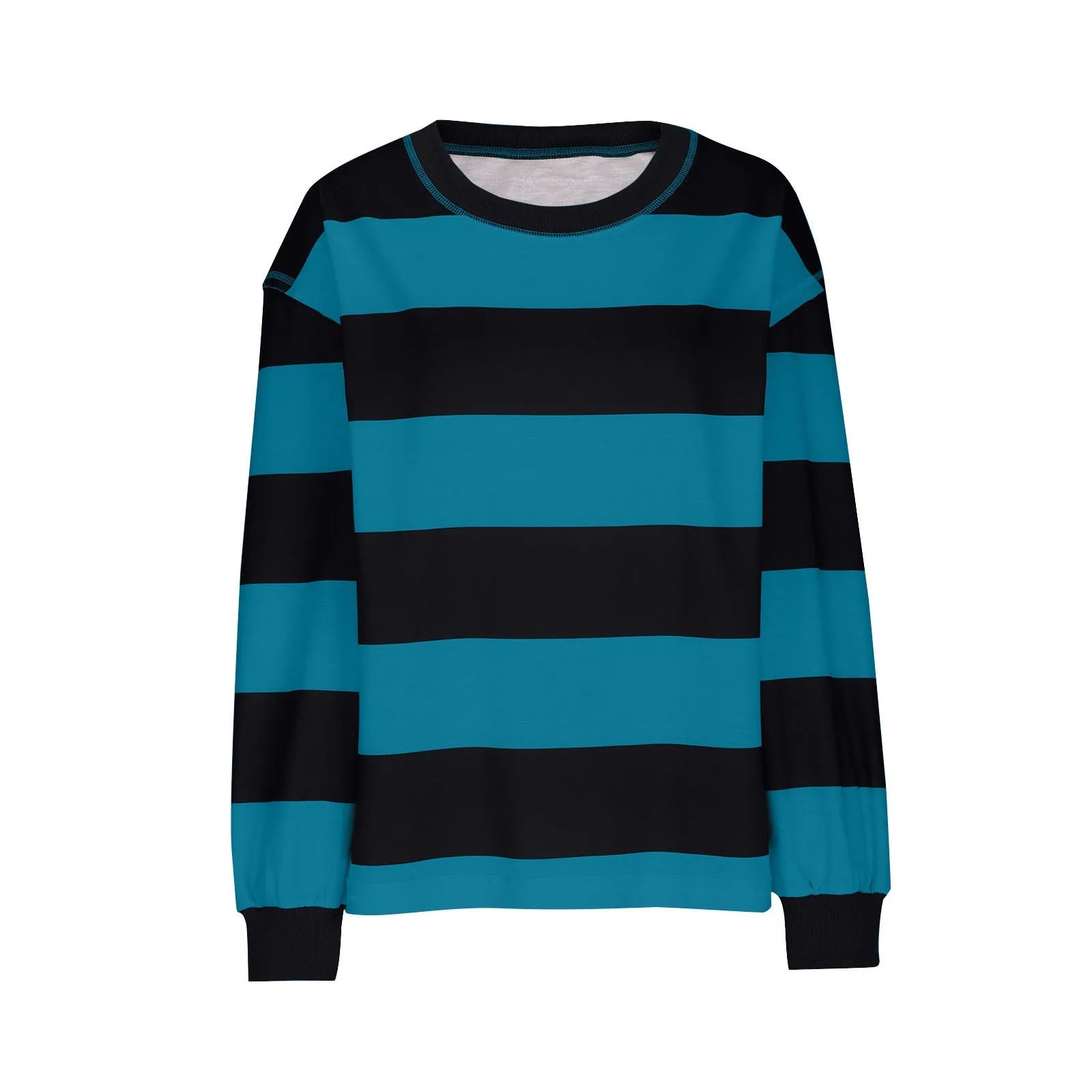 Women's Relaxed Striped Knit Pullover with Long Sleeves for Casual Everyday Streetwear Style