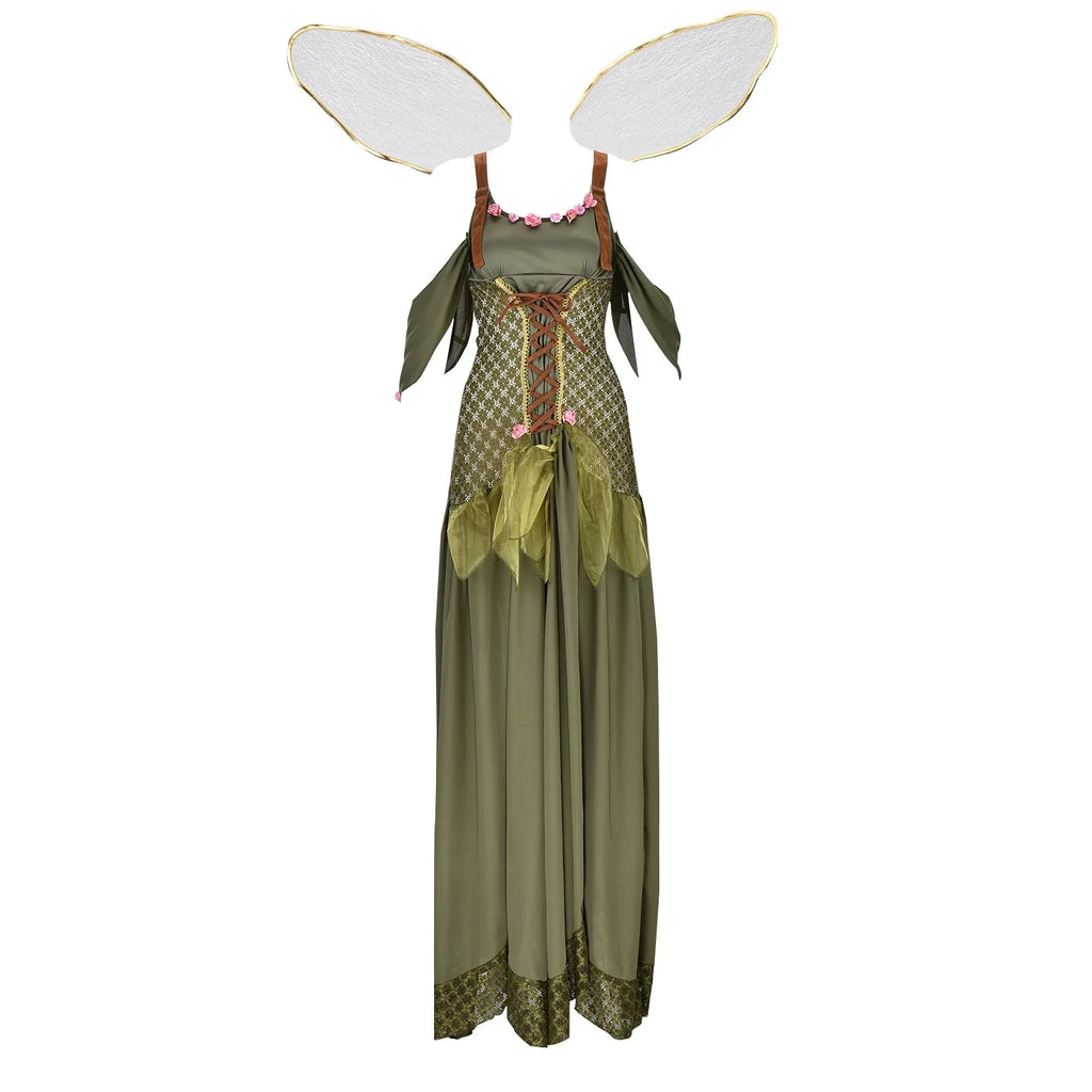 Fantasy Inspired Corset Maxi Dress With Layered Mesh Details