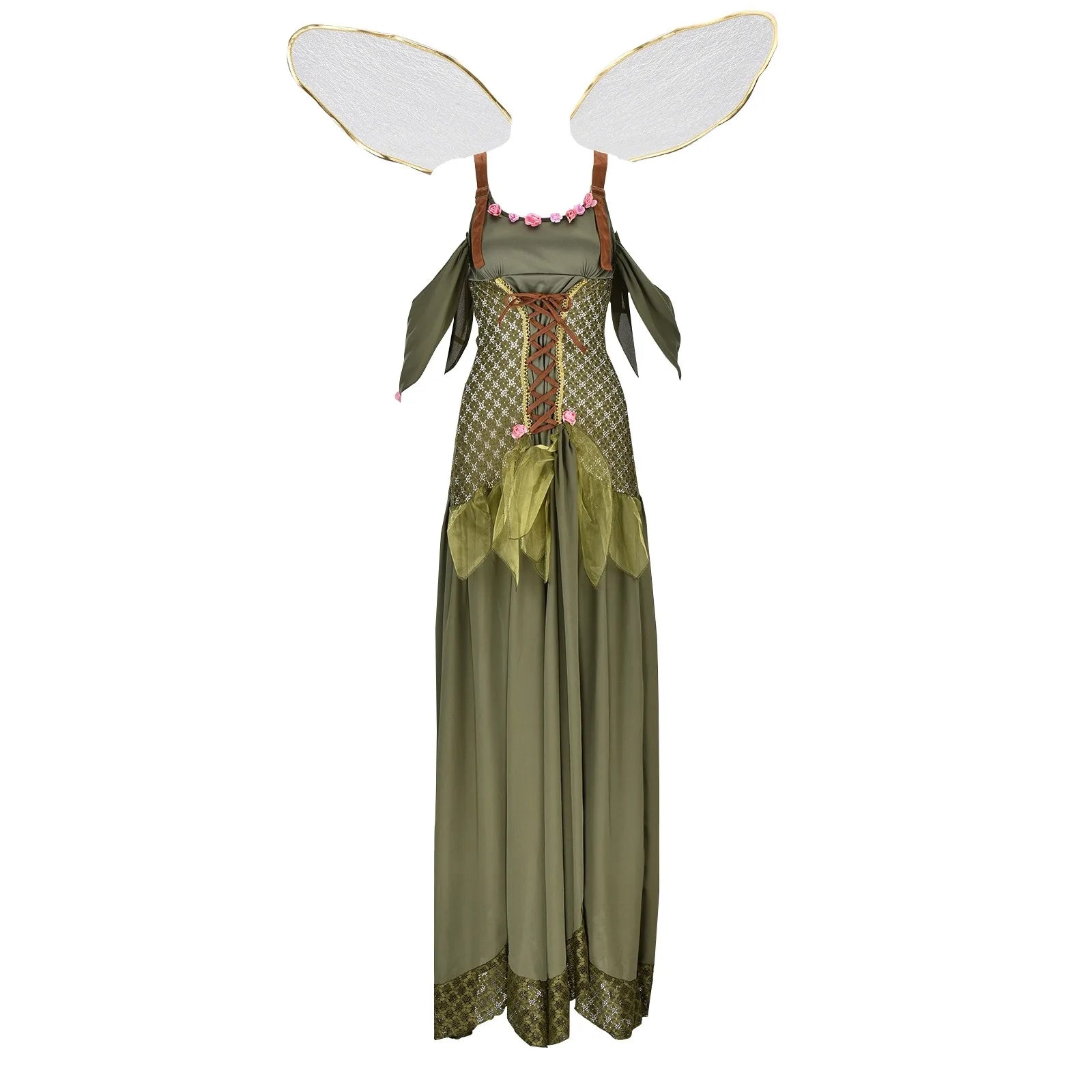 Fantasy Inspired Corset Maxi Dress With Layered Mesh Details