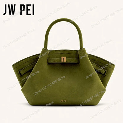 Minimalist Split Leather Hobo Tote Bag with Top Handle Everyday Work Design