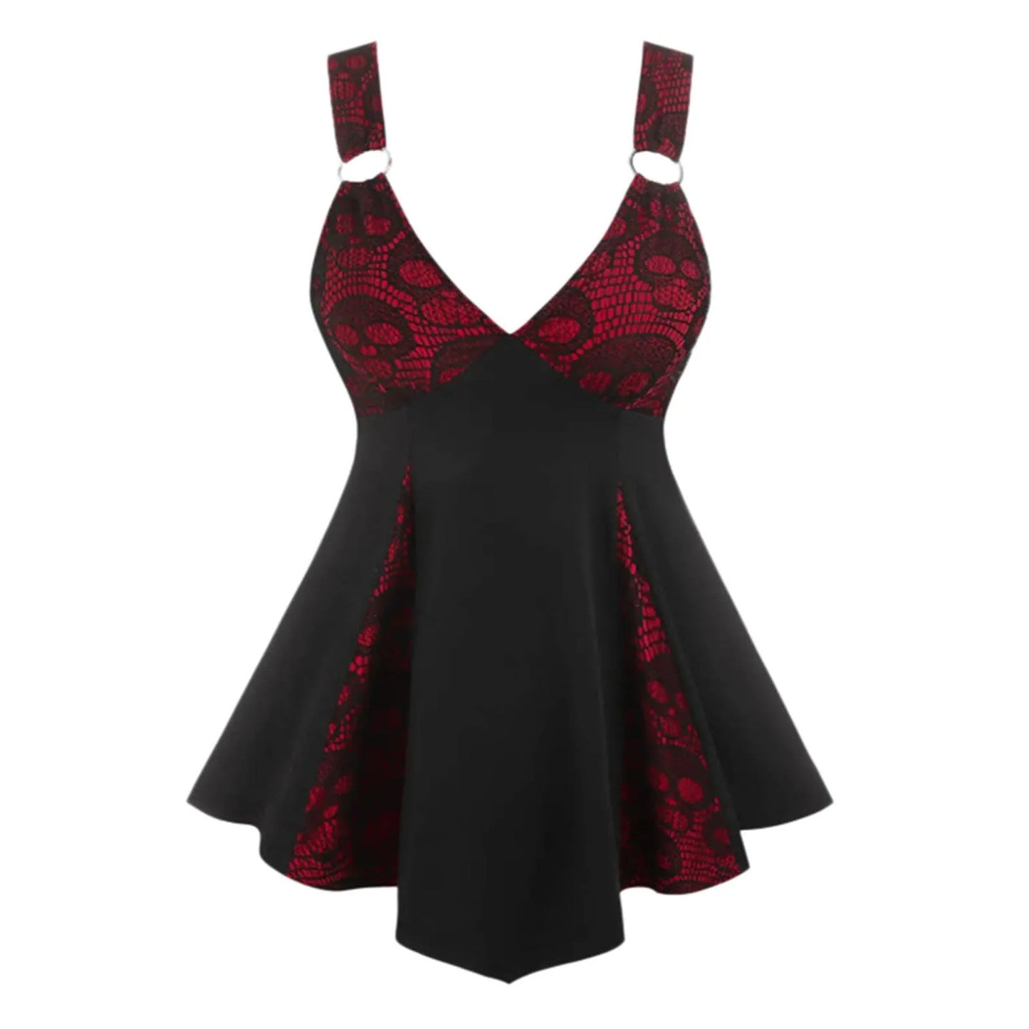 Gothic Lace Panel Alternative Fashion Mini Dress With Dark Romantic Streetwear Silhouette