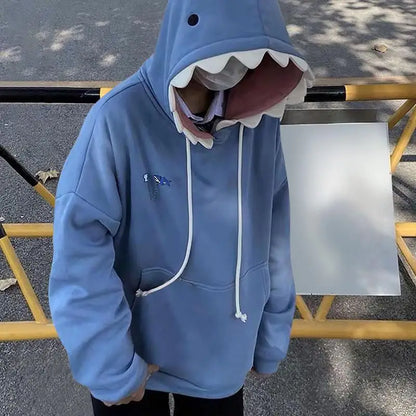 Kawaii Anime Shark Hoodie with Manga-Inspired Oversized Streetwear Design