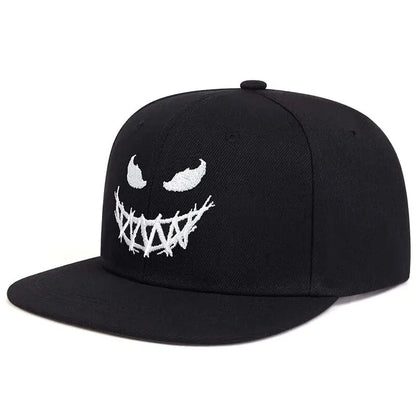Graphic Embroidered Flat Brim Snapback Cap Adjustable Hip Hop Streetwear Fashion Hat