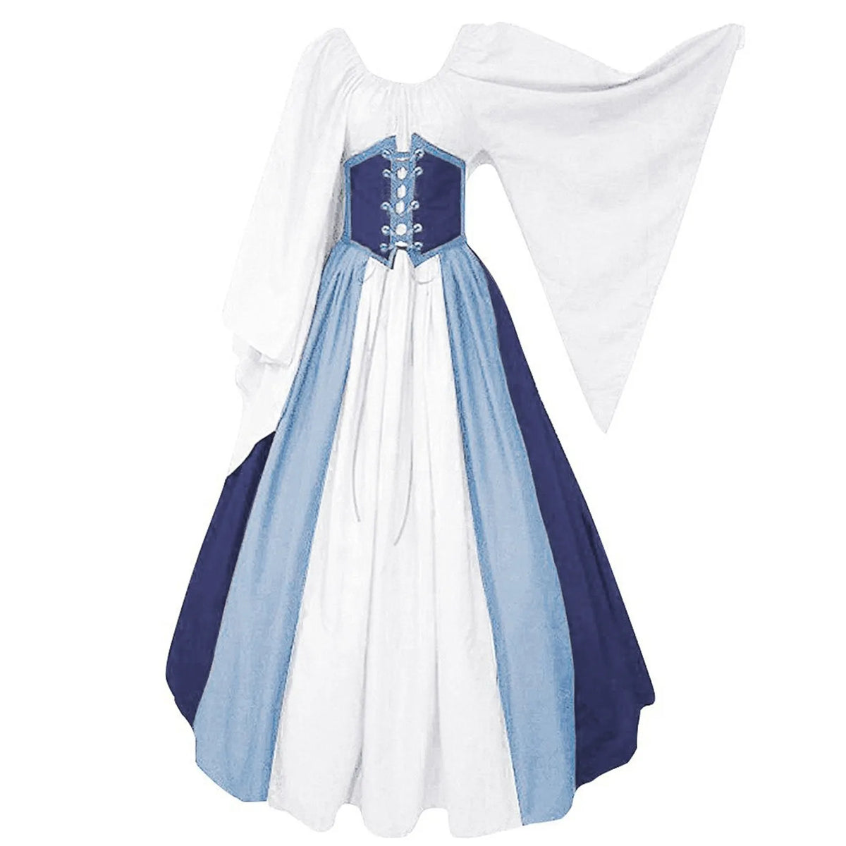 Vintage Corset Waist Color Block Alternative Fashion Midi Dress - BigCat Streetwear