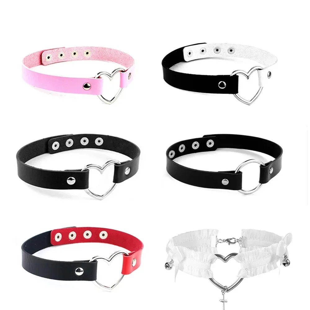 Dark Heart Charm Collar Choker Necklace for Gothic and Alternative Fashion