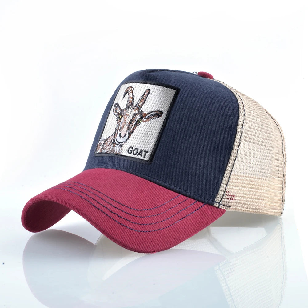 Embroidered Patch Mesh Trucker Cap Adjustable Curved Brim Casual Streetwear Outdoor Hat