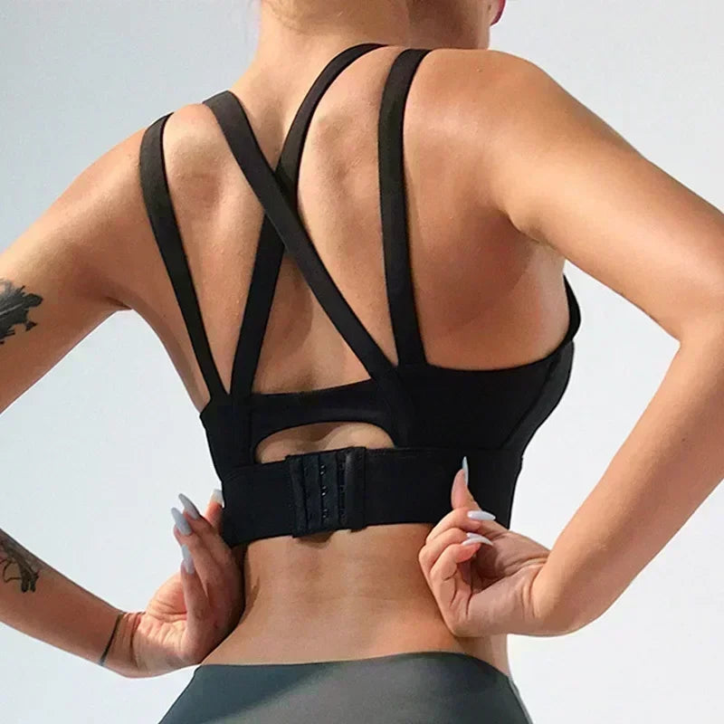 Mauve Criss-Cross Back Sports Bra with Keyhole Detail and Adjustable Band