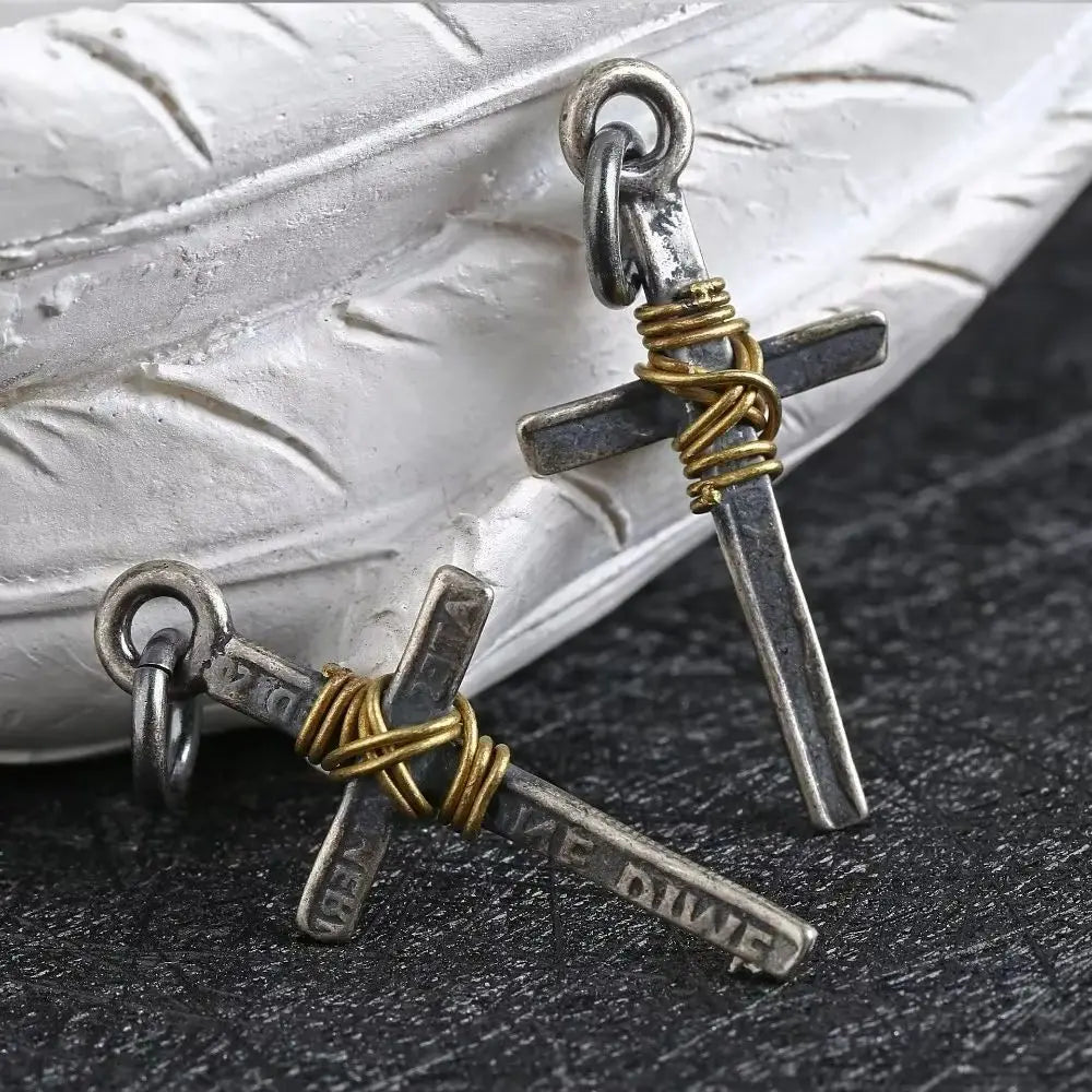 Wrapped Cross Pendant Necklace for Gothic Punk and Alternative Streetwear Styling
