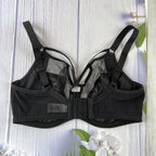 Elegant Sheer Mesh Underwire Minimizer Bra with Strappy Center Detailing