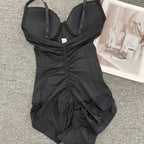 V-Neck Seamless-Looking Bodysuit with Built-In Molded Cups and Adjustable Straps