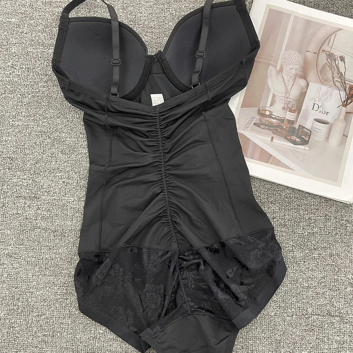 V-Neck Seamless-Looking Bodysuit with Built-In Molded Cups and Adjustable Straps