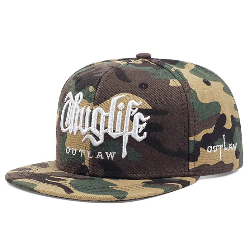 Embroidered Flat Brim Snapback Cap Adjustable Hip Hop Streetwear Baseball Hat