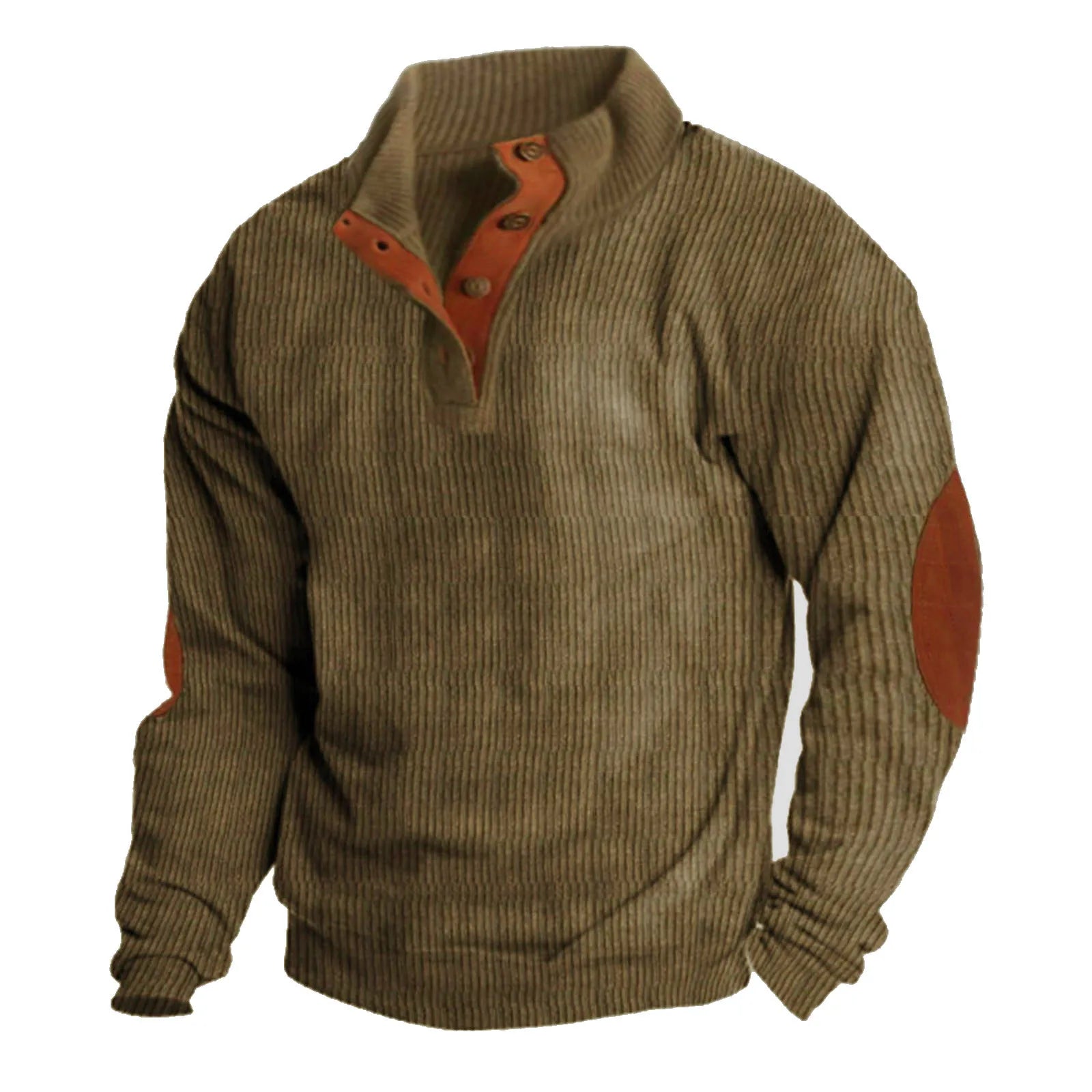 Men's Stand Collar Button Detail Relaxed Knit Streetwear Sweater Pullover