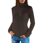 Women's Cable Knit Turtleneck Slim Fit Pullover Sweater With Textured Finish