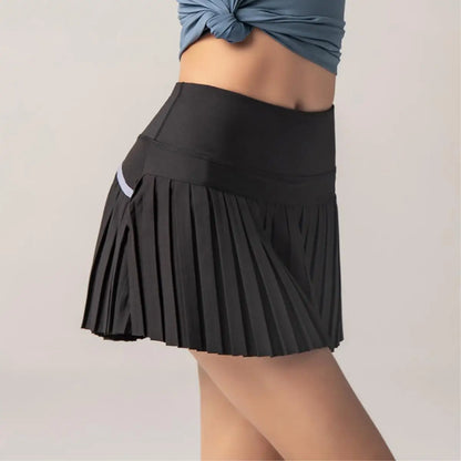 High Waist Pleated Tennis Skort with Built-In Shorts and Pockets