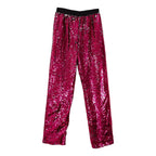 Men's Wide Leg Sequin Trousers with Relaxed Fit and Statement Streetwear Style