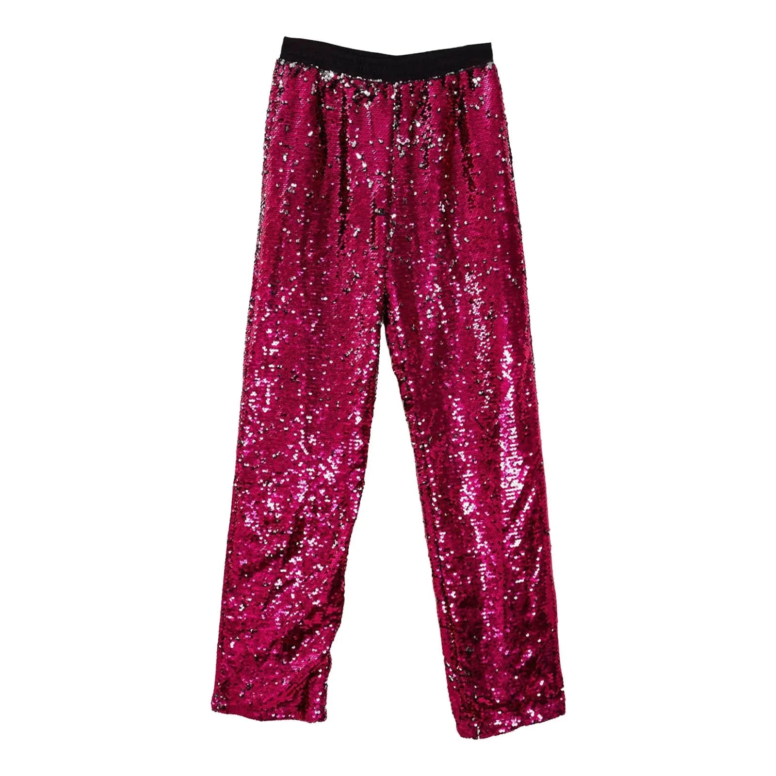 Men's Wide Leg Sequin Trousers with Relaxed Fit and Statement Streetwear Style