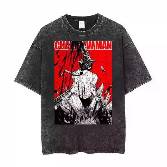 Savage Rage Anime Graphic Oversized Washed Cotton Streetwear T-Shirt