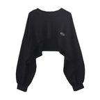 Women's Cropped Batwing Sleeve Sweatshirt with Relaxed Fit for Modern Streetwear Style