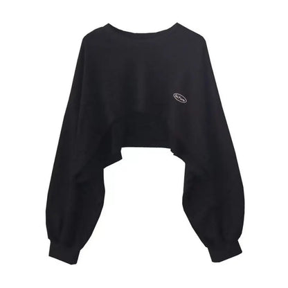 Women's Cropped Batwing Sleeve Sweatshirt with Relaxed Fit for Modern Streetwear Style