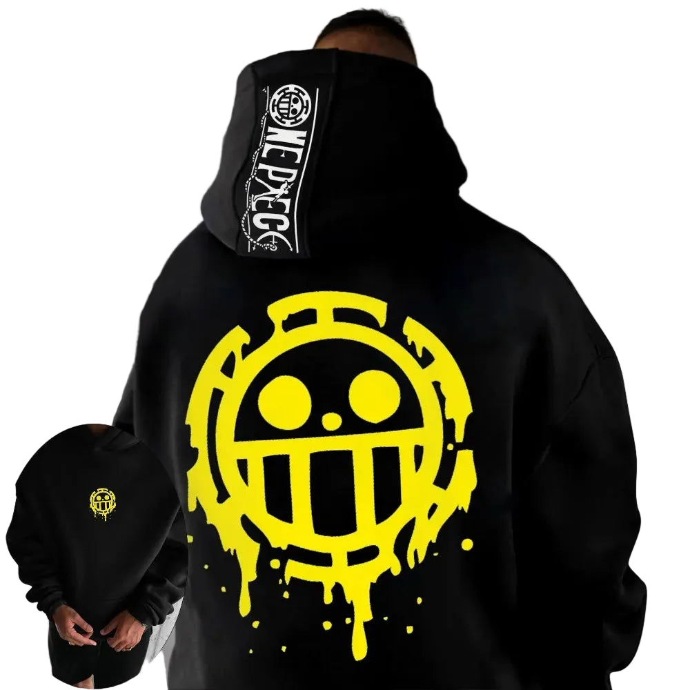 Anime Pirate Inspired Streetwear Hoodie With Manga Graphic Symbol Design