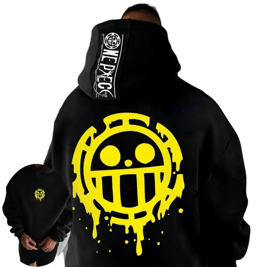 Anime Pirate Inspired Streetwear Hoodie With Manga Graphic Symbol Design