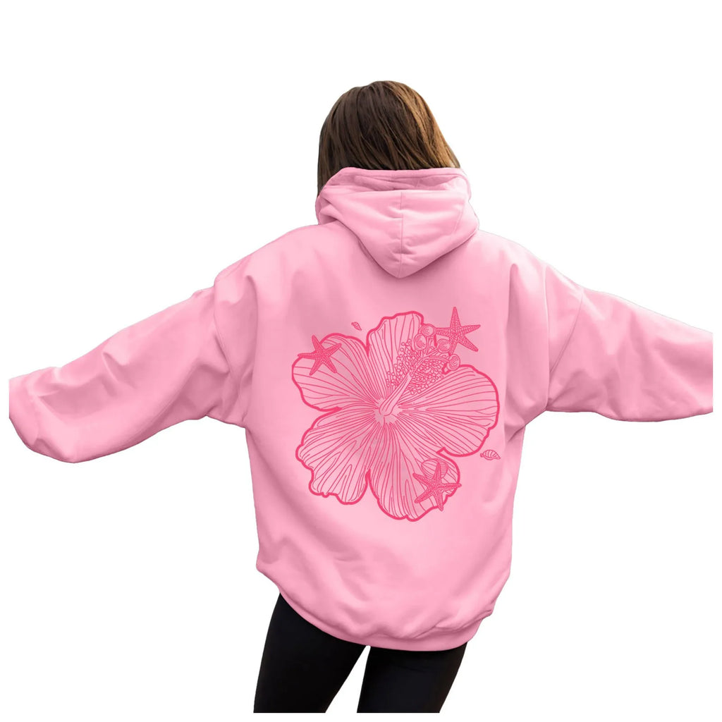 Women's Oversized Floral Graphic Pullover Hoodie Relaxed Casual Streetwear Sweatshirt for Everyday Wear