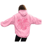 Women's Oversized Floral Graphic Pullover Hoodie Relaxed Casual Streetwear Sweatshirt for Everyday Wear