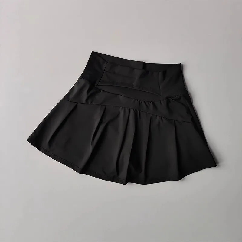 High Waist Active Skort with Built-In Shorts Performance A-Line Design