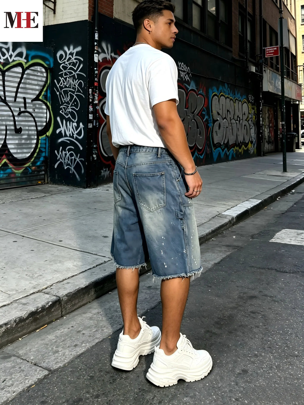 Men's Relaxed Denim Cargo Shorts with Utility Pockets and Garment Washed Casual Streetwear Fit