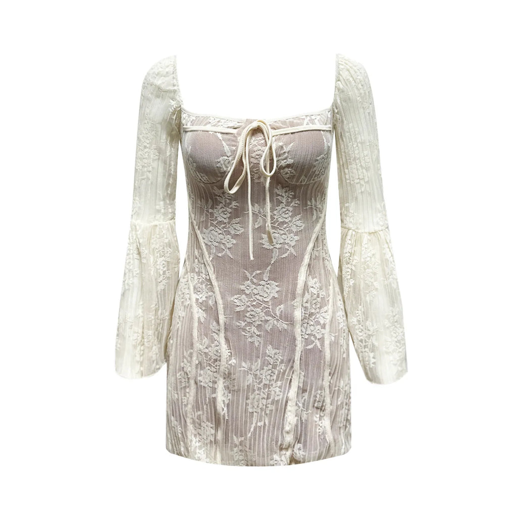Gothic Lace Bell Sleeve Dress for Elegant Streetwear Style