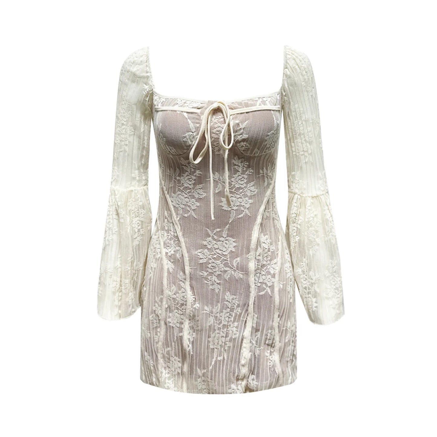 Gothic Lace Bell Sleeve Dress for Elegant Streetwear Style