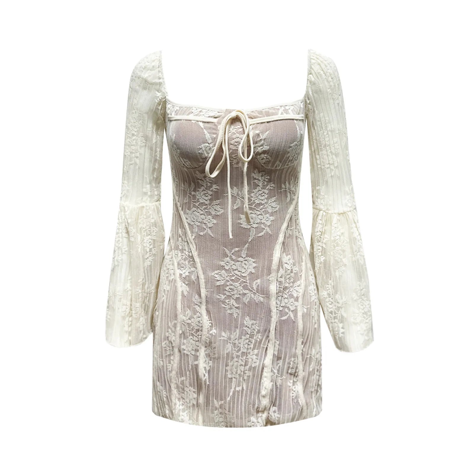 Gothic Lace Bell Sleeve Dress for Elegant Streetwear Style