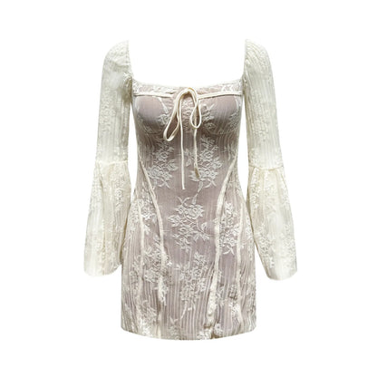 Gothic Lace Bell Sleeve Dress for Elegant Streetwear Style