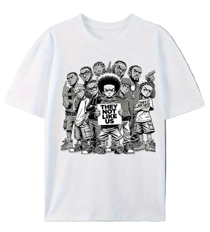 Oversized Cartoon Graphic Cotton T-Shirt with Vintage Streetwear Illustration Print