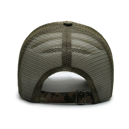 Unisex Mesh Baseball Cap with Camouflage Pattern and Embroidered Patch for Outdoor Adventures