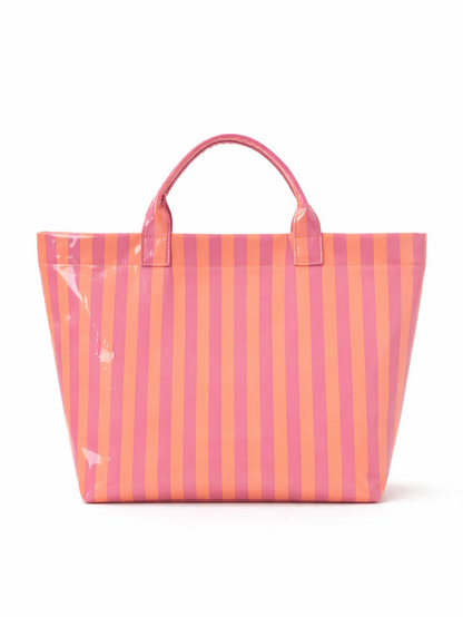 Striped Waterproof Tote Bag with Large Capacity Beach and Travel Design