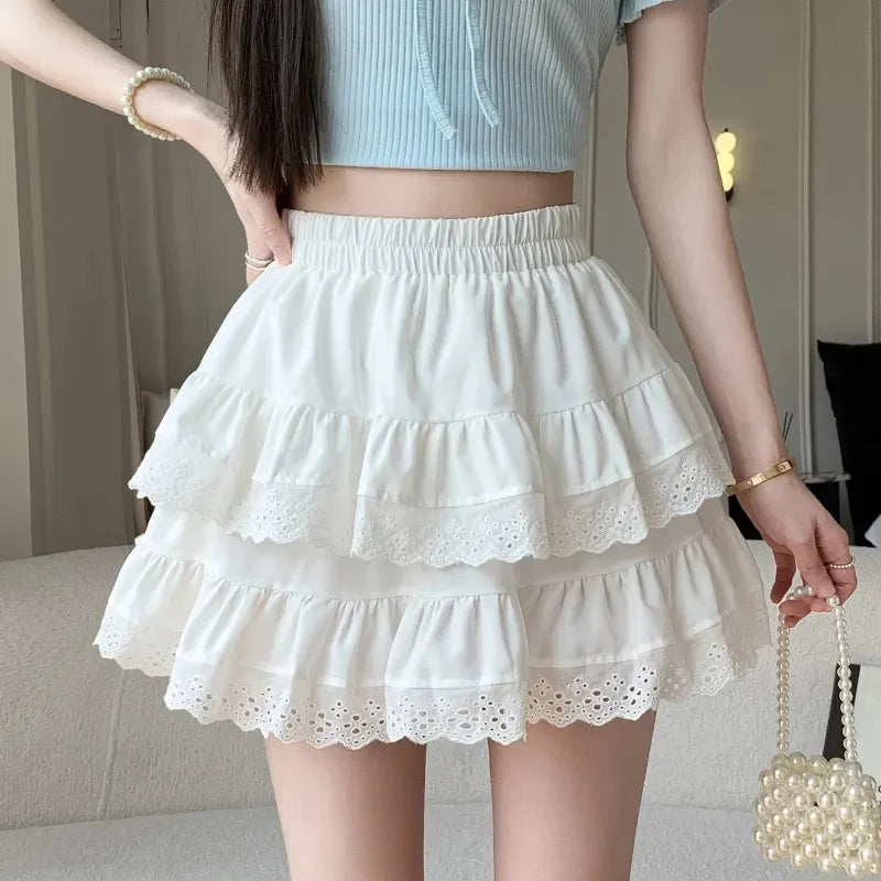 Tiered Ruffle Mini Skirt with Elastic Waist Balletcore Streetwear Silhouette
