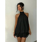 Minimalist Halter Mini Dress with Modern Alternative Streetwear Appeal
