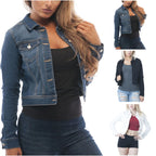 Classic Cropped Denim Style Jacket with Structured Casual Streetwear Fit