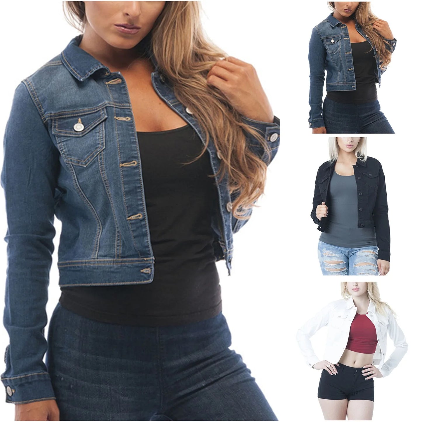 Classic Cropped Denim Style Jacket with Structured Casual Streetwear Fit