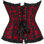 Lace Trim Overbust Corset with Bow Detail and Structured Shaping Panels