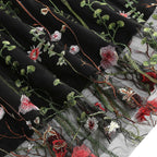 Vintage Floral Gothic Midi Dress with Retro Alternative Elegance