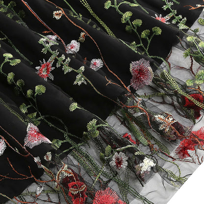 Vintage Floral Gothic Midi Dress with Retro Alternative Elegance