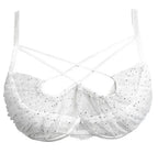 Cross-Tie Lace Mesh Lingerie Set with Adjustable-Strap Push-Up Bra and Matching Sheer-Detail Panty