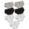Seven-Piece Ribbed Cotton Blend Mid-Rise Brief Set with Bow Detail