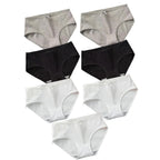 Seven-Piece Ribbed Cotton Blend Mid-Rise Brief Set with Bow Detail