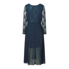 Flowing V Neck Chiffon Layered Alternative Fashion Midi Dress