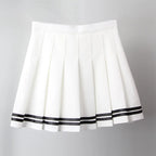 High Waist Pleated Mini Skirt Contrast Trim Alternative Fashion Bottom